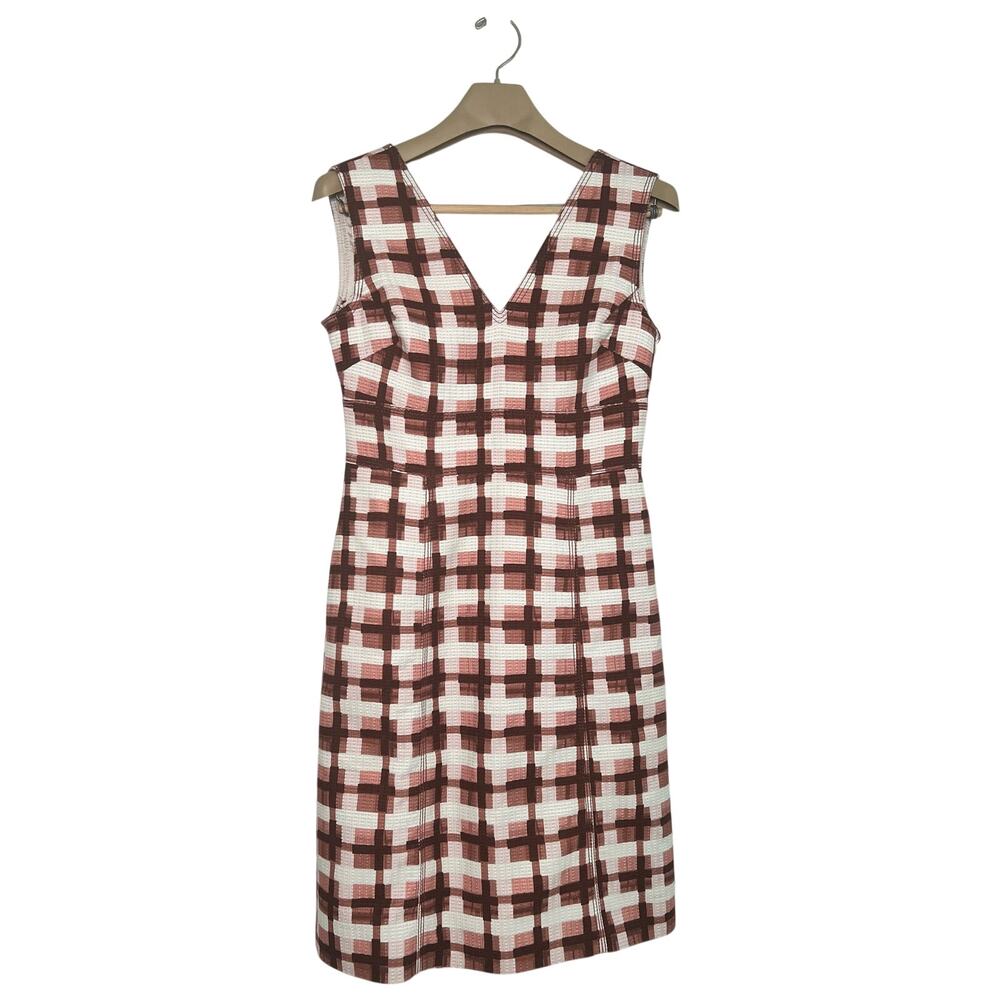 Bottega Veneta Plaid Print Midi Dress US Size 6 Multi Color Sleeveless Purple